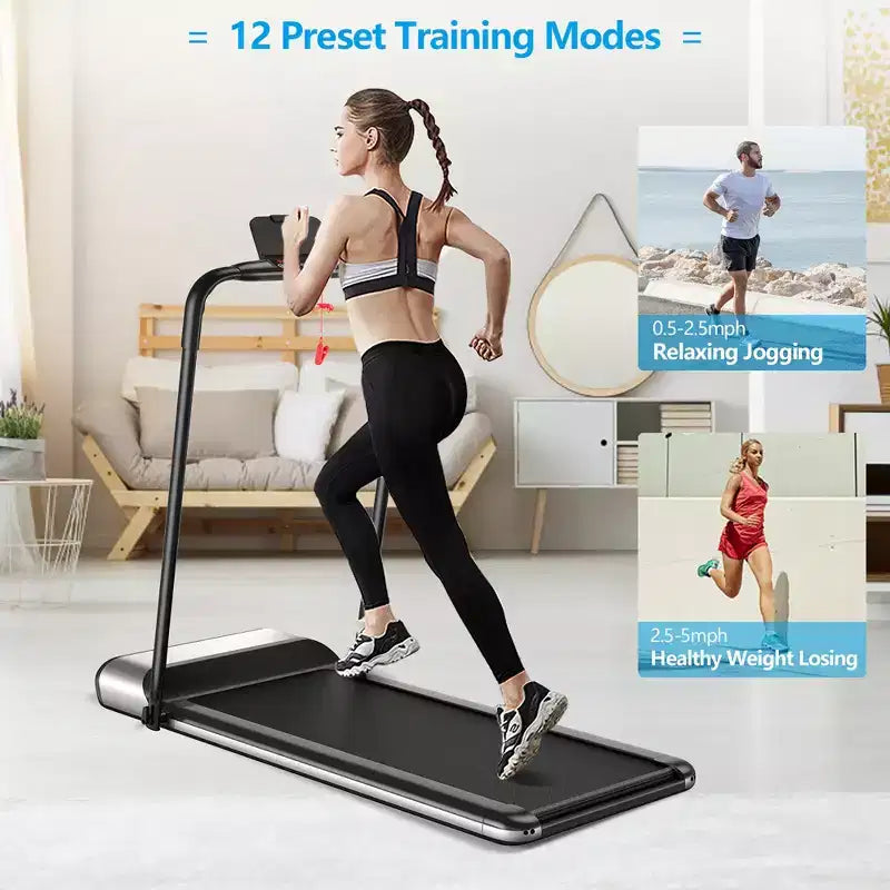 Costway Tapis de course pliant sans installation ultra-fin, machine de fitness d'exercice à 5 couches