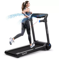 Costway 3HP Folding Electric Treadmill Running Machine w/ Speaker Red\Blue\Silver\Purple