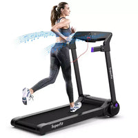 Tapis de course électrique pliable Costway 3 CV avec haut-parleur rouge/bleu/argent/violet