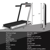 Costway Tapis de course pliable 2 en 1 4,75 CV avec application à distance