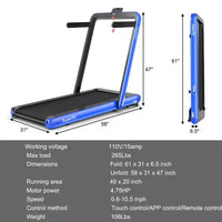 Costway Tapis de course pliable 2 en 1 4,75 CV avec application à distance