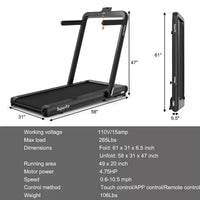 Costway Tapis de course pliable 2 en 1 4,75 CV avec application à distance