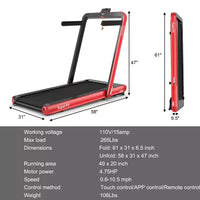 Costway Tapis de course pliable 2 en 1 4,75 CV avec application à distance