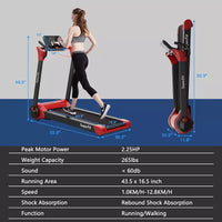 Tapis de course électrique pliable Costway 2,25 CV avec haut-parleur Blanc/Noir/Bleu