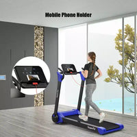 Tapis de course électrique pliable Costway 2,25 CV avec haut-parleur Blanc/Noir/Bleu