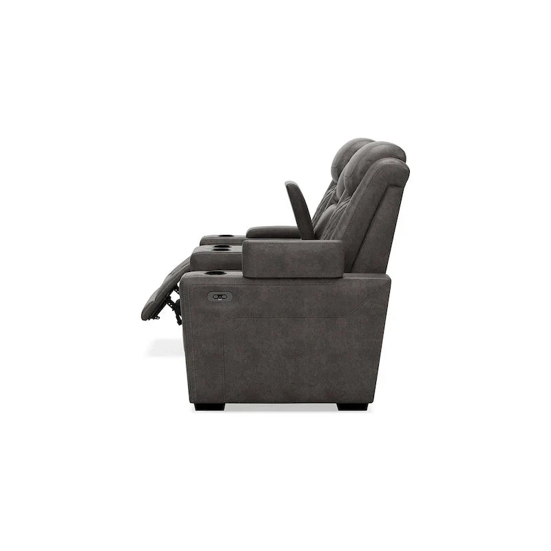 Signature Design by Ashley HyllMont Causeuse inclinable électrique grise avec console - 71.75 L x 39 P x 44 H