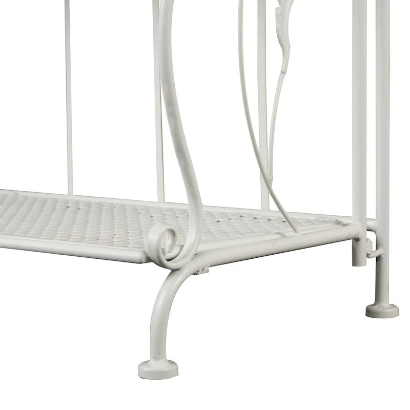 Étagère de boulanger pliante haute en métal à volutes, intérieure et extérieure, 5 étagères - Or ou blanc - Roche River Decor