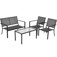 Costway Ensemble de Meubles de Jardin 4 Pièces Canapé Table Basse Cadre en Acier