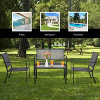 Costway Ensemble de Meubles de Jardin 4 Pièces Canapé Table Basse Cadre en Acier