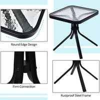 Costway Ensemble Bistrot 3 Pièces Chaises Pliantes Réglables Table Carrée en Verre Jardin