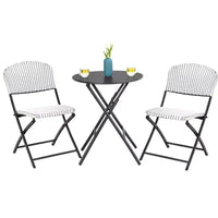 Costway Ensemble bistro de terrasse en rotin 3 pièces, table et chaises pliantes, jardin, terrasse