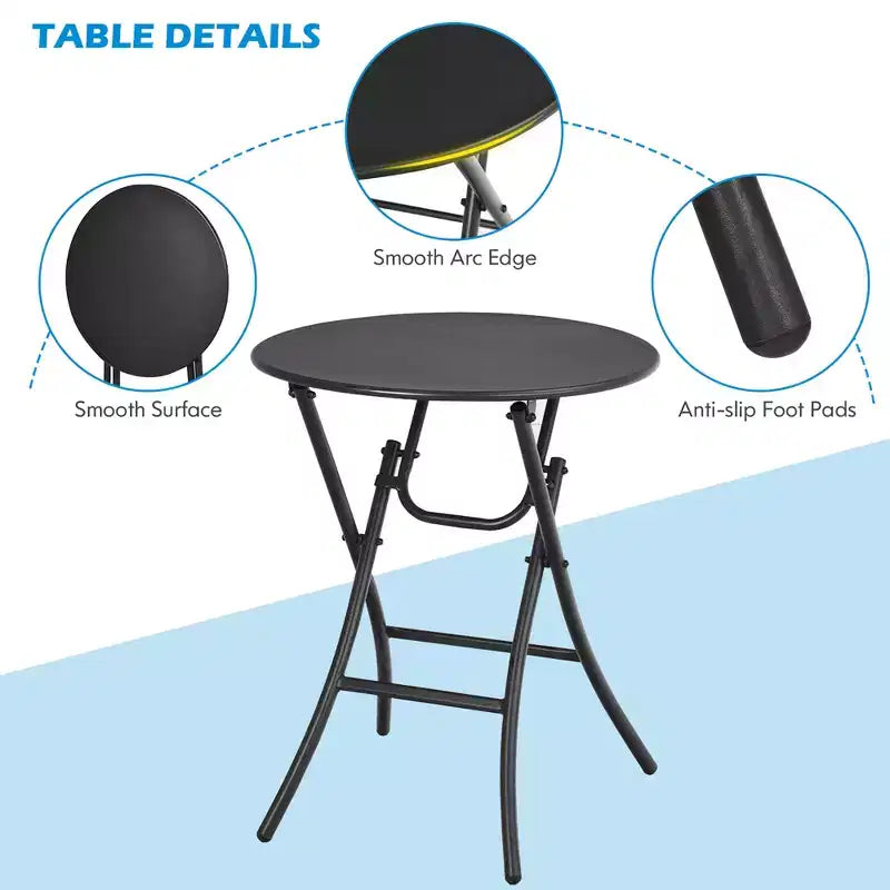 Costway Ensemble bistro de terrasse en rotin 3 pièces, table et chaises pliantes, jardin, terrasse