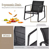 Costway Ensemble mobilier de bistrot 3 pièces pour terrasse, table à plateau en verre, jardin, noir
