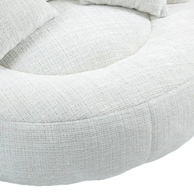 Canapé paresseux à dossier haut en chenille avec 3 coussins et pouf surdimensionné