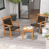 Costway Ensemble Bistro de Jardin 3 Pièces en Rotin avec Cadre en Bois d'Acacia et Fauteuils