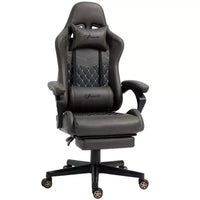 Chaise de Bureau Gamer Vinsetto Racing Gaming Chair en Cuir PU, avec Repose-Pieds, Support Lombaire et Hauteur Réglable