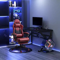 Chaise de Bureau Gamer Vinsetto Racing Gaming Chair en Cuir PU, avec Repose-Pieds, Support Lombaire et Hauteur Réglable