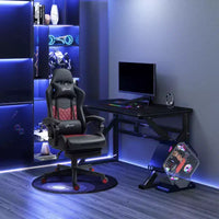 Chaise de Bureau Gamer Vinsetto Racing Gaming Chair en Cuir PU, avec Repose-Pieds, Support Lombaire et Hauteur Réglable