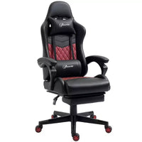 Vinsetto Racing Gaming Chair Diamond PU Leather Office Gamer Chair High Back Swivel Recliner with Footrest, Lumbar Support, Adjustable Height
