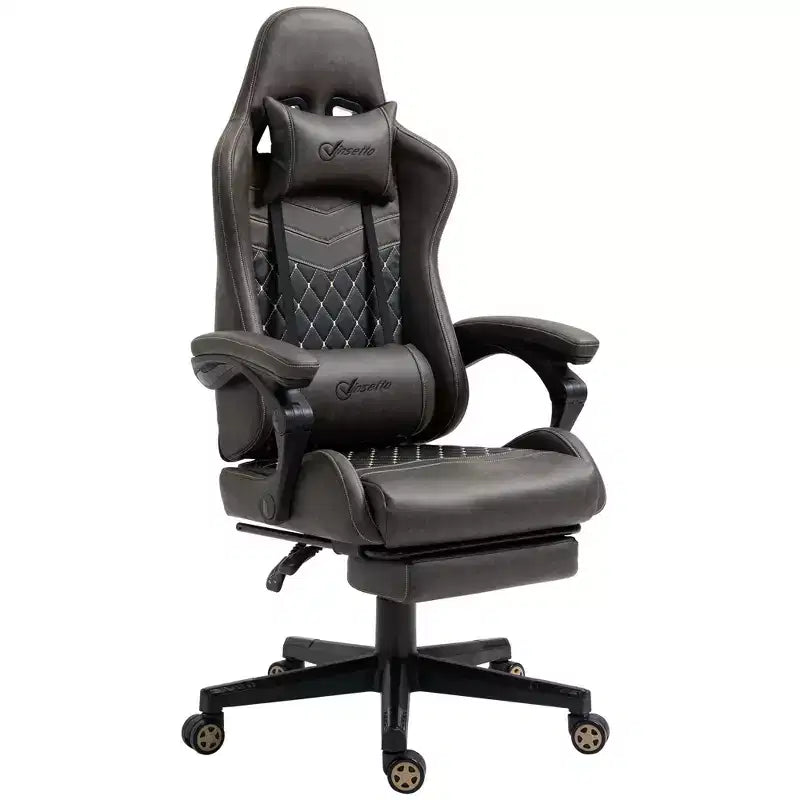 Chaise de Bureau Gamer Vinsetto Racing Gaming Chair en Cuir PU, avec Repose-Pieds, Support Lombaire et Hauteur Réglable