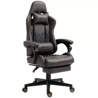 Chaise de Bureau Gamer Vinsetto Racing Gaming Chair en Cuir PU, avec Repose-Pieds, Support Lombaire et Hauteur Réglable