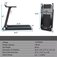 Costway Tapis de Course Électrique Pliable Compact avec Application et Haut-Parleur