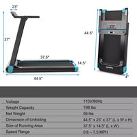 Costway Tapis de Course Électrique Pliable Compact avec Application et Haut-Parleur