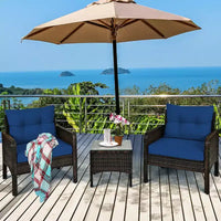 Costway Ensemble de Conversation en Rotin de 3 Pièces pour Extérieur, Fauteuil de Canapé Rembourré pour Jardin et Patio