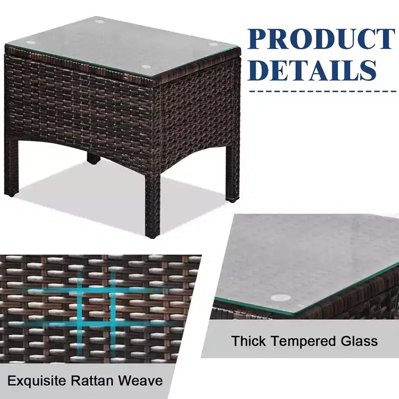 Costway Ensemble de Conversation en Rotin de 3 Pièces pour Extérieur, Fauteuil de Canapé Rembourré pour Jardin et Patio