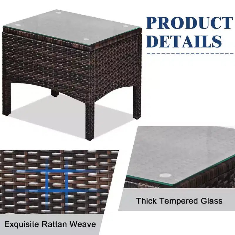 Costway Ensemble de Conversation en Rotin de 3 Pièces pour Extérieur, Fauteuil de Canapé Rembourré pour Jardin et Patio