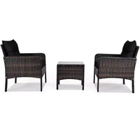 Costway Ensemble de Conversation en Rotin de 3 Pièces pour Extérieur, Fauteuil de Canapé Rembourré pour Jardin et Patio