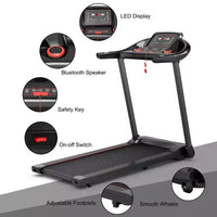 Tapis roulant électrique Costway 2,25 CV avec haut-parleur Bluetooth et contrôle par application