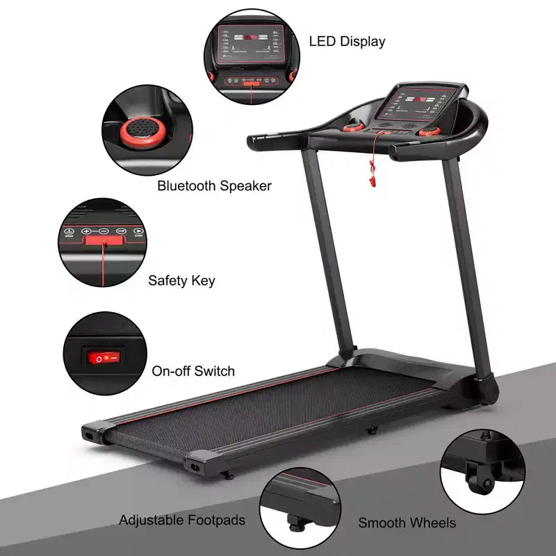 Tapis roulant électrique Costway 2,25 CV avec haut-parleur Bluetooth et contrôle par application