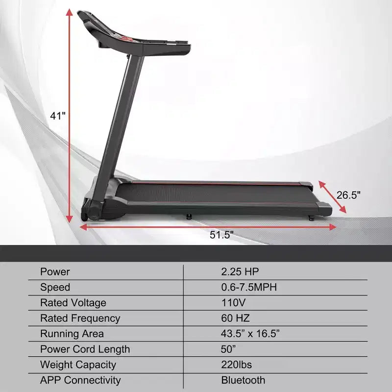 Tapis roulant électrique Costway 2,25 CV avec haut-parleur Bluetooth et contrôle par application