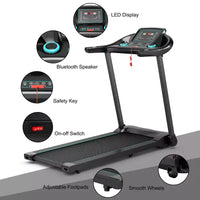 Tapis roulant électrique Costway 2,25 CV avec haut-parleur Bluetooth et contrôle par application