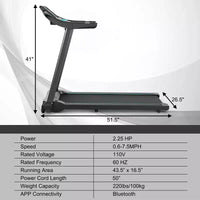 Tapis roulant électrique Costway 2,25 CV avec haut-parleur Bluetooth et contrôle par application