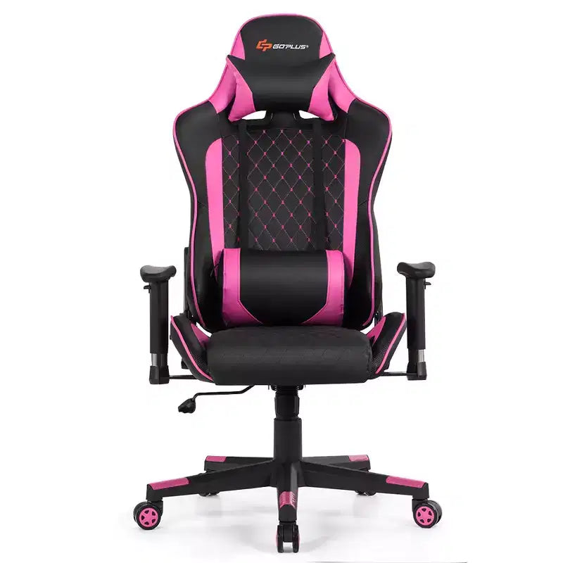 Fauteuil de massage gamer inclinable Costway avec support lombaire et appui-tête Blanc/Bleu/Rose/Rouge