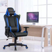 Fauteuil de massage gamer inclinable Costway avec support lombaire et appui-tête Blanc/Bleu/Rose/Rouge