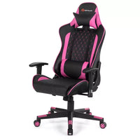 Fauteuil de massage gamer inclinable Costway avec support lombaire et appui-tête Blanc/Bleu/Rose/Rouge