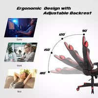 Fauteuil de massage gamer inclinable Costway avec support lombaire et appui-tête Blanc/Bleu/Rose/Rouge