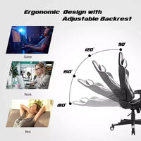 Fauteuil de massage gamer inclinable Costway avec support lombaire et appui-tête Blanc/Bleu/Rose/Rouge