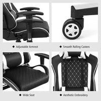 Fauteuil de massage gamer inclinable Costway avec support lombaire et appui-tête Blanc/Bleu/Rose/Rouge
