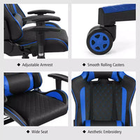 Fauteuil de massage gamer inclinable Costway avec support lombaire et appui-tête Blanc/Bleu/Rose/Rouge