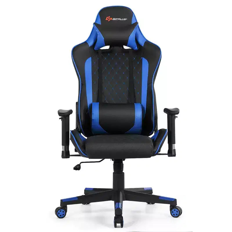 Fauteuil de massage gamer inclinable Costway avec support lombaire et appui-tête Blanc/Bleu/Rose/Rouge