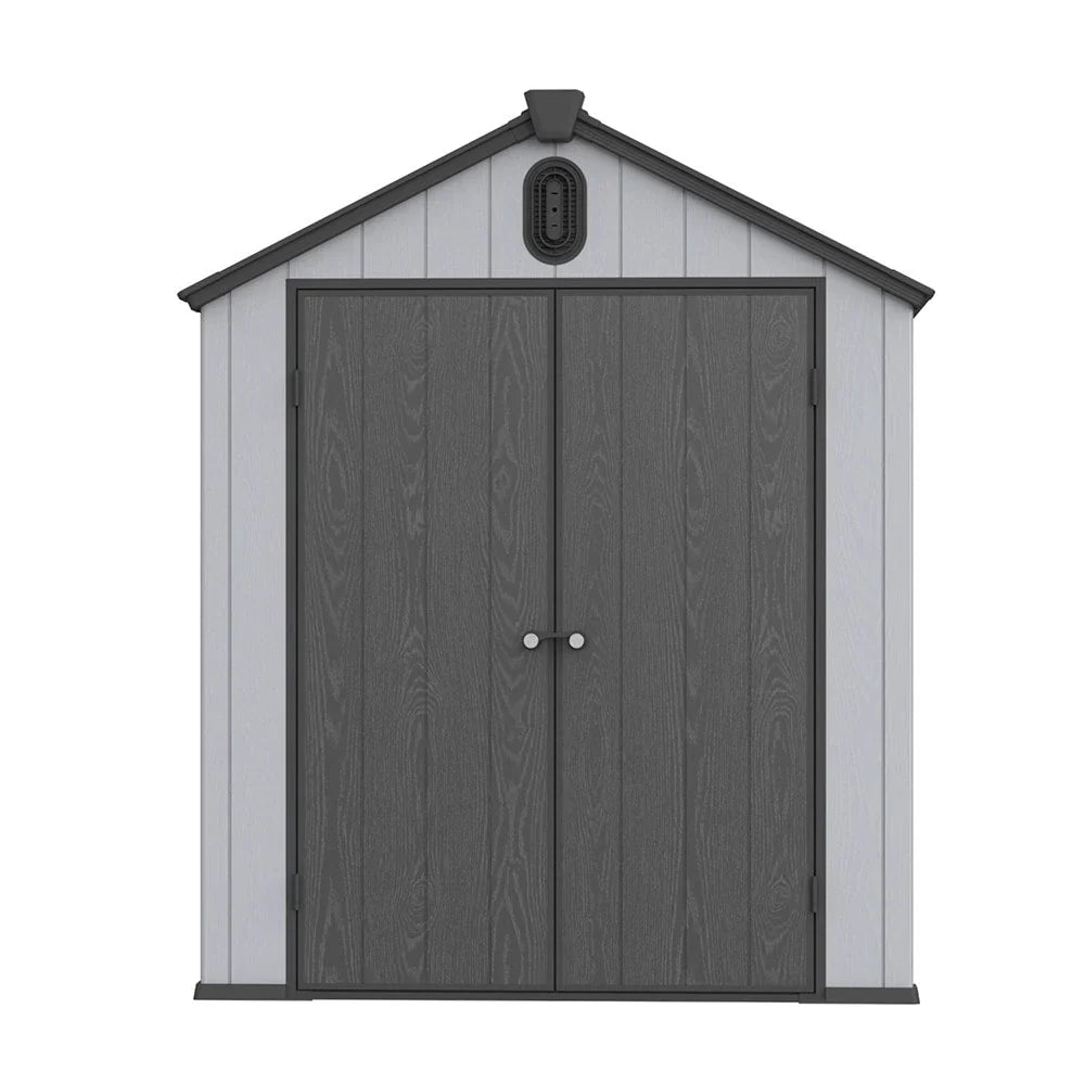 Abri de rangement extérieur en résine tout temps 6 pi x 4 pi/6 pi x 8 pi/8 pi x 6 pi/8 pi x 10 pi avec plancher, abri à outils Spire