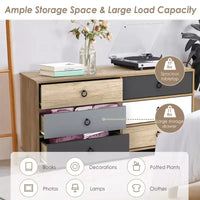 Costway Commode Double 6 Tiroirs Tour de Rangement pour Chambre Couloir Entrée