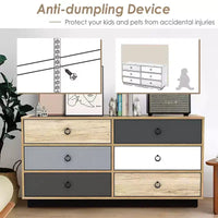 Costway Commode Double 6 Tiroirs Tour de Rangement pour Chambre Couloir Entrée