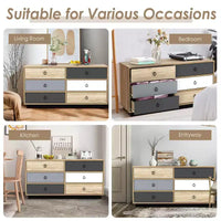 Costway Commode Double 6 Tiroirs Tour de Rangement pour Chambre Couloir Entrée