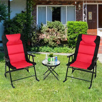 Costway Ensemble de 3 chaises à bascule pliantes d'extérieur et table de bistrot, mobilier de patio, rouge