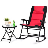 Costway Ensemble de 3 chaises à bascule pliantes d'extérieur et table de bistrot, mobilier de patio, rouge